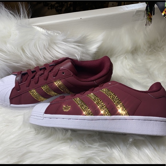 Relisted - Adidas superstar maroon with bling - Picture 1 of 6